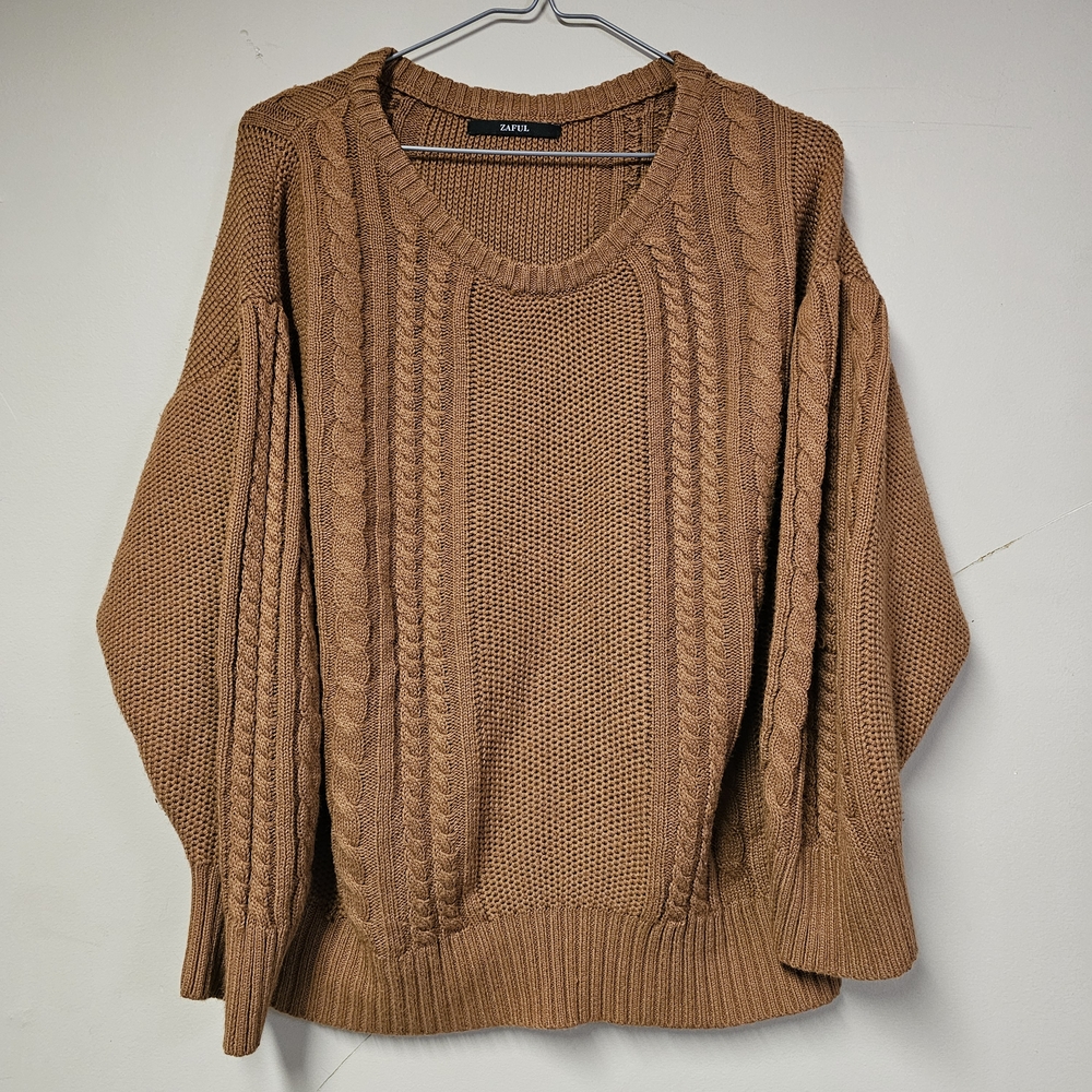 Zaful Cable Knit Oversized Sweater – Brown – Women’s One Size